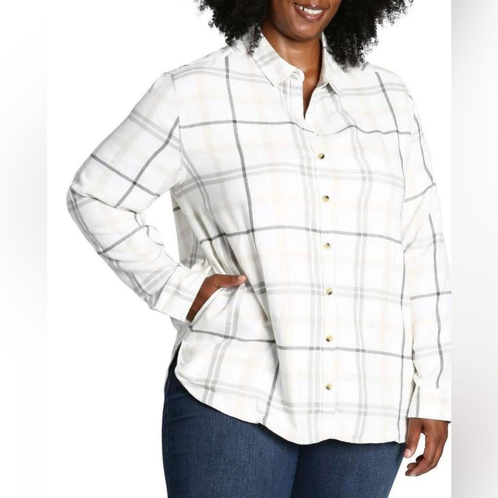 NWT Jachs Girlfriend Ladies‎ Flannel Button Plaid Shirt Size XXL 2X Plus Size